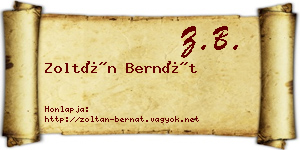 Zoltán Bernát névjegykártya